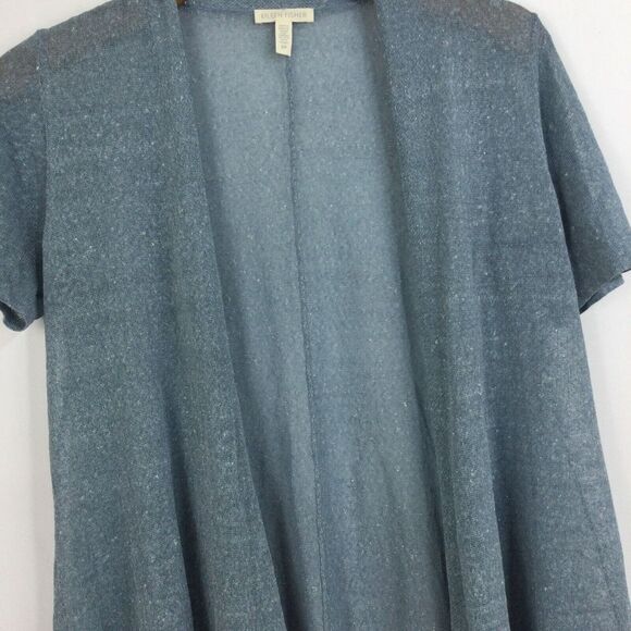 Eileen Fisher Womens Organic Linen Crepe Shimmer Long Cardigan Size Small - Picture 2 of 5